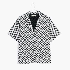 EUC Madewell Floral Check Jacquard Button-Up Knit Camp Shirt | Women’s Plus XXL